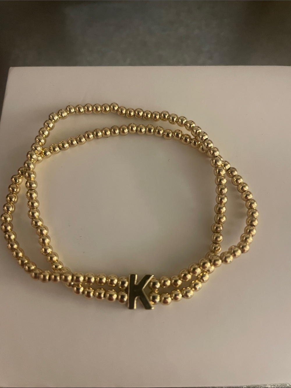 BaubleBar K initial gold bracelet